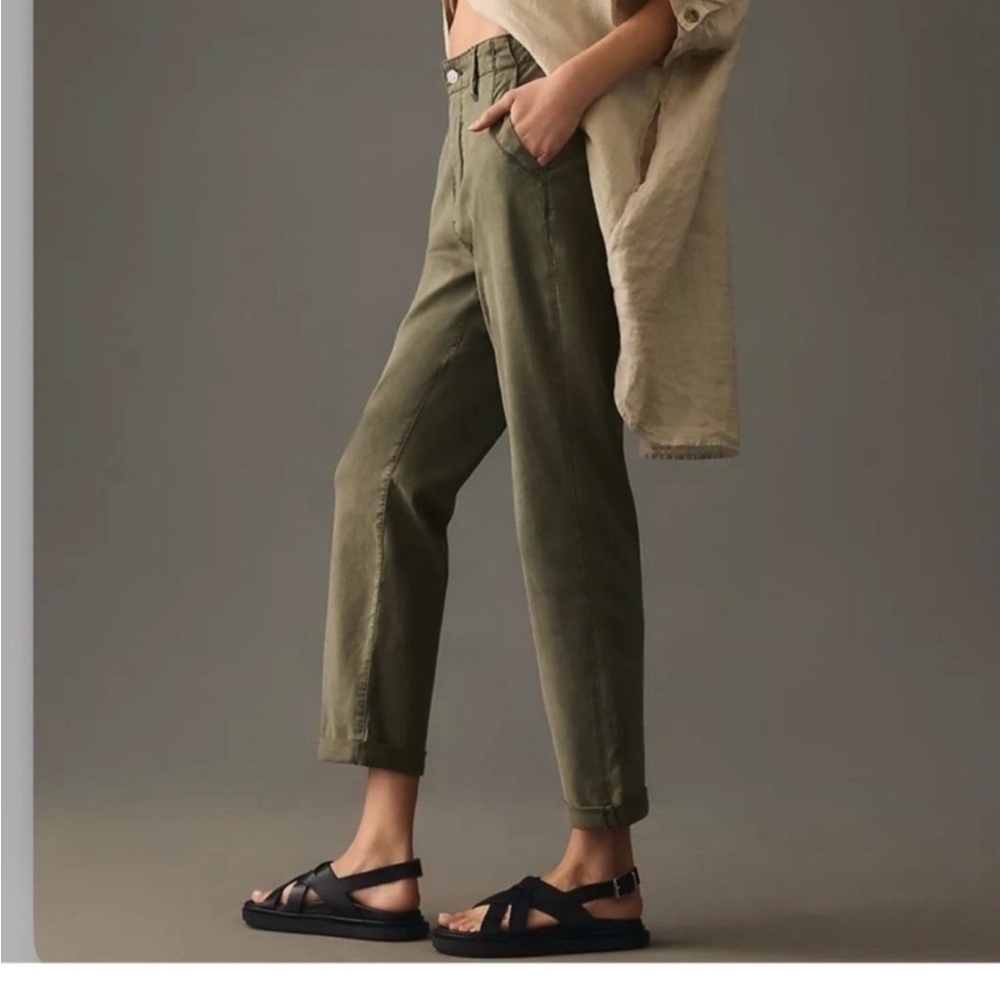 PAIGE Drew Weekender Straight Leg Pants Vintage Ivy Green Anthropologie 25